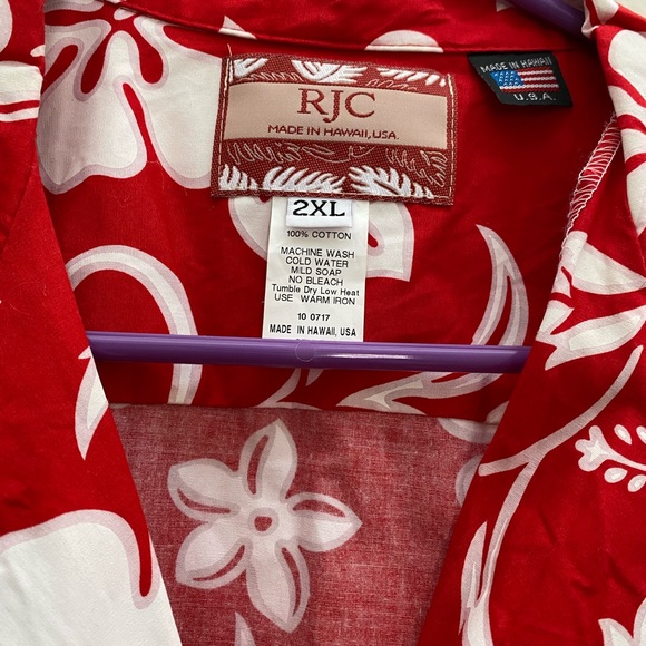 RJC Hibiscus Red Hawaiian Shirt 2XL - Picture 3 of 7